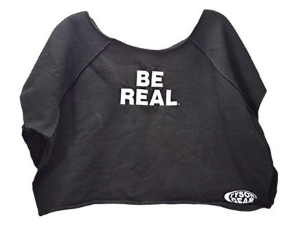 Mike Tyson Worn "BE REAL" Black Cut Off Towel Style Sweatshirt 